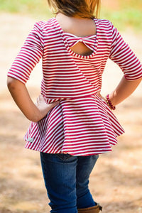 Maroon Stripe Peplum