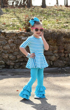 Load image into Gallery viewer, Turquoise Stripe Peplum