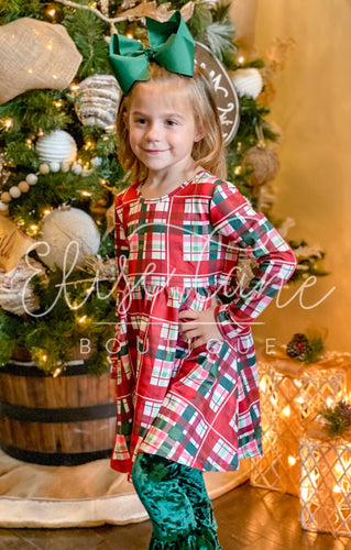 Christmas Plaid A Line Dress