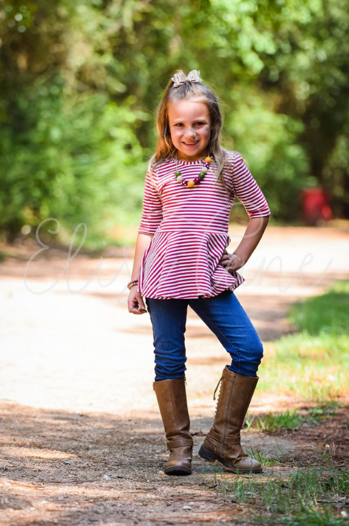 Maroon Stripe Peplum