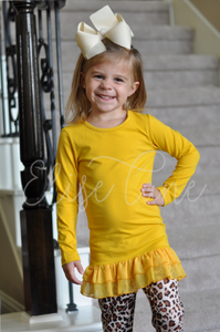 Mustard Chiffon Ruffle Tunic