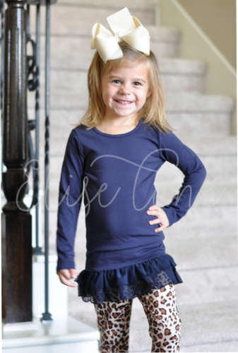 Navy Chiffon Ruffle Tunic