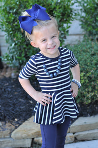 Navy Stripe Peplum