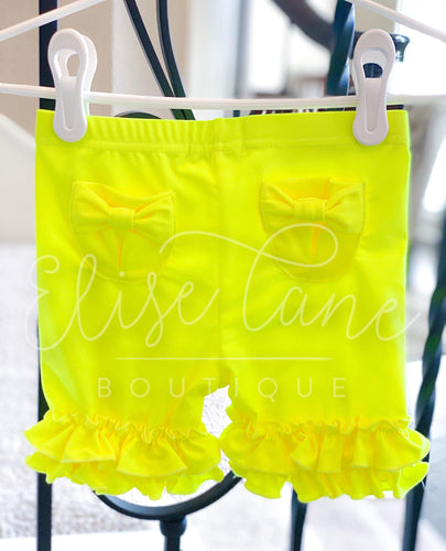 Neon Yellow Pocket Shorties