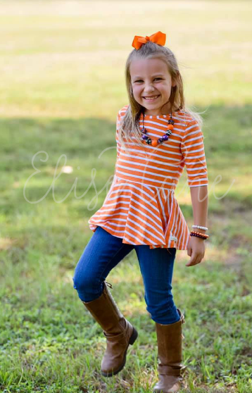 Orange Stripe Peplum