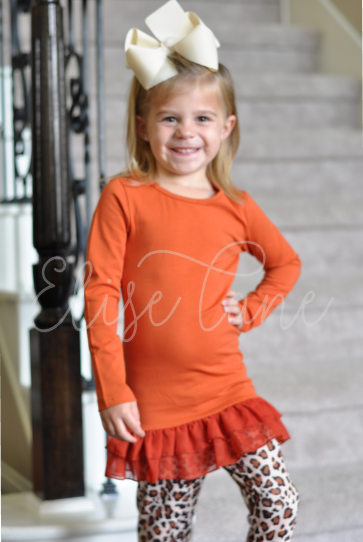 Pumpkin Chiffon Ruffle Tunic