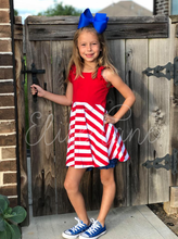 Load image into Gallery viewer, Grace Flutter Stripe Twirl Dress