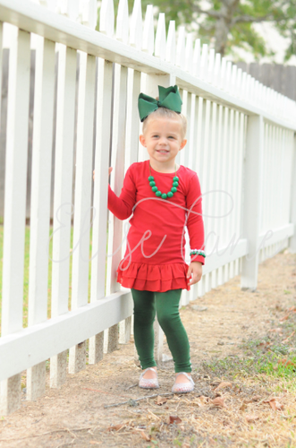 Red Chiffon Ruffle Tunic