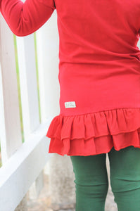 Red Chiffon Ruffle Tunic