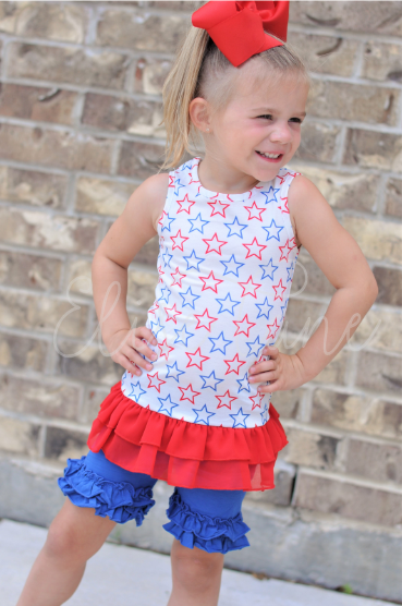 Stars & Stripes Chiffon Ruffle Tunic