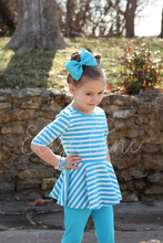 Load image into Gallery viewer, Turquoise Stripe Peplum