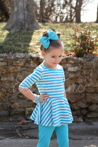 Turquoise Stripe Peplum